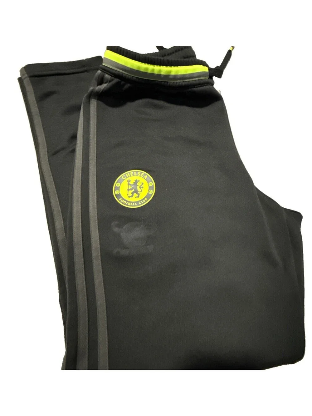 ADIDAS Soccer Training Pants Black Lime Sz Small Highlighter Green World Cup